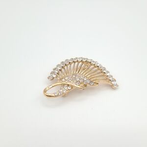 Gold and Sparkling Crystal Brooch